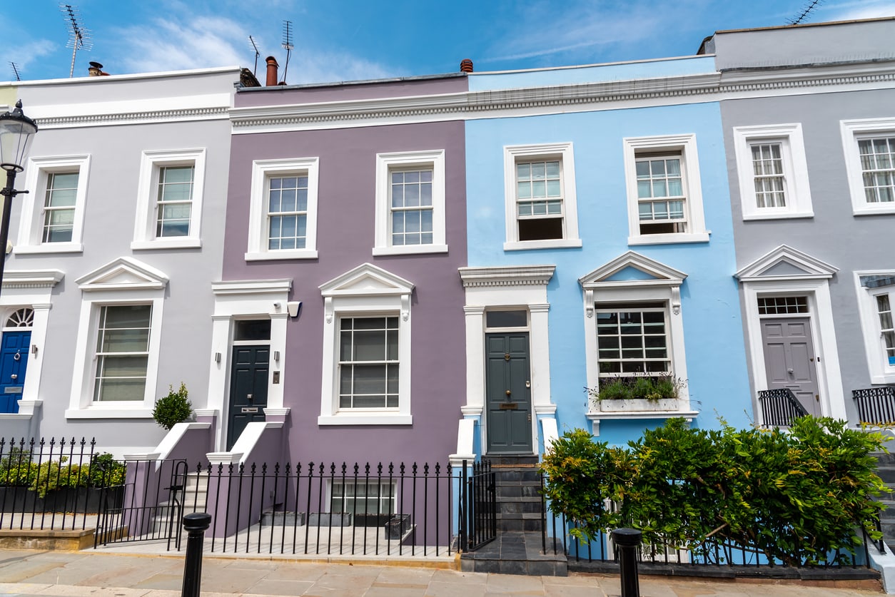Painting and decorating - row of painted houses