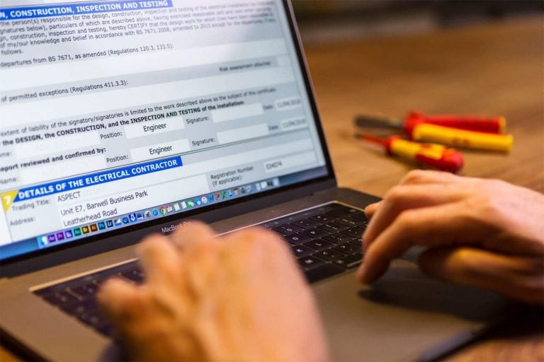 Online EICR form completion