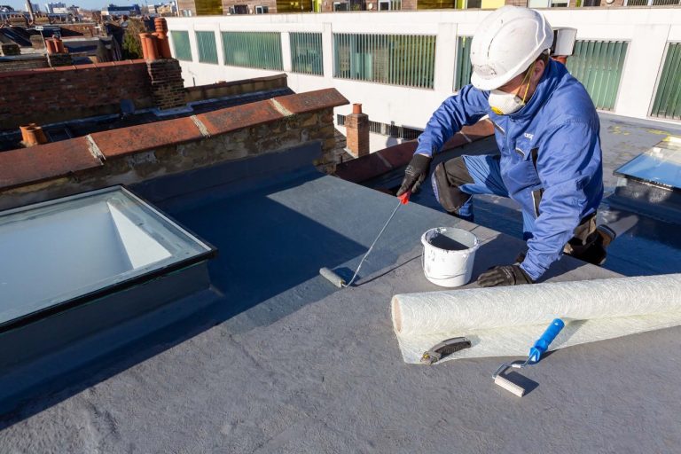 GRP repairs on a flat roof in London