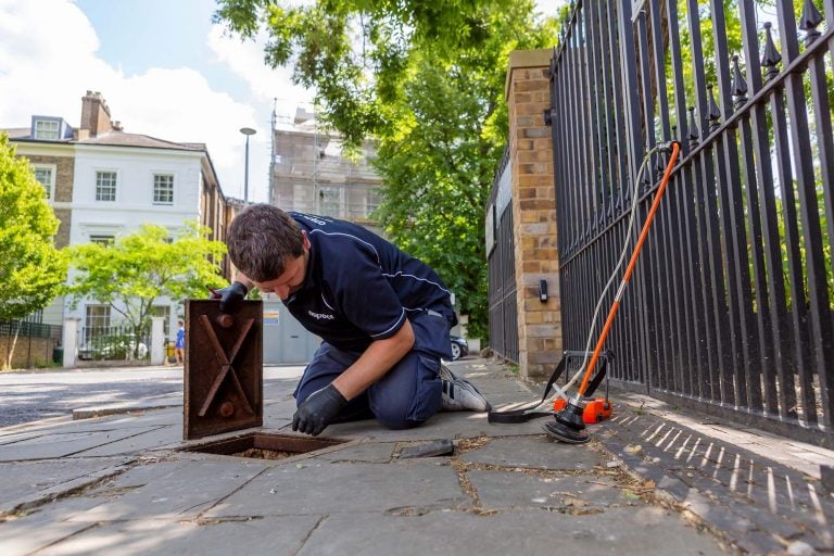 Investigating leak on an underground mains water supply pipe