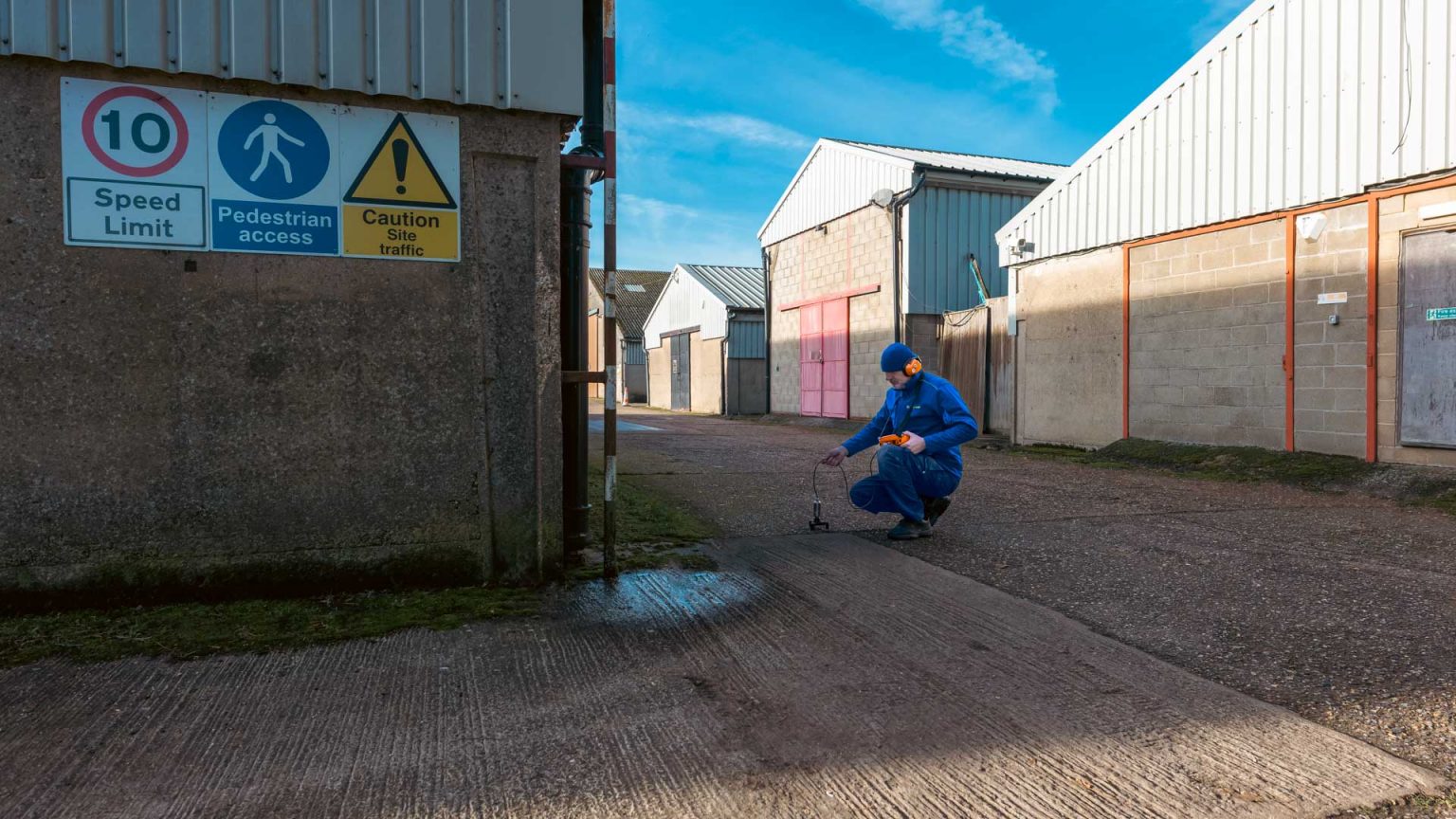 Underground water leak detection using an acoustic test at an agricultural property